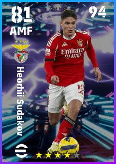 Heorhii Sudakov eFootball 2026 player card — 81 OVR AMF