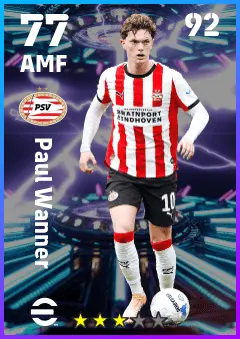 Paul Wanner eFootball 2026 player card — 77 OVR AMF