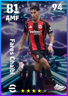 Fares Chaibi eFootball 2026 player card — 81 OVR AMF