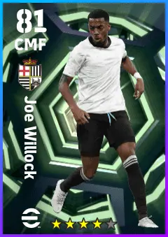 Joe Willock eFootball 2026 player card — 81 OVR CMF