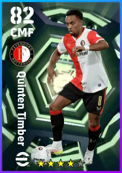 Quinten Timber eFootball 2026 player card — 82 OVR CMF