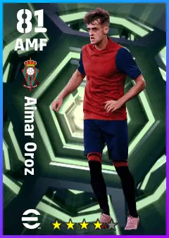 Aimar Oroz eFootball 2026 player card — 81 OVR AMF
