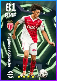 Maghnes Akliouche eFootball 2026 player card — 81 OVR RMF