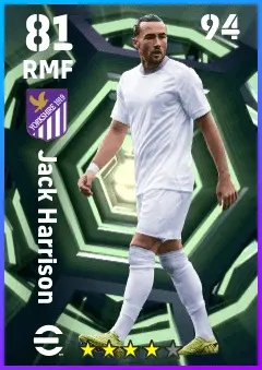 Jack Harrison eFootball 2026 player card — 81 OVR RMF