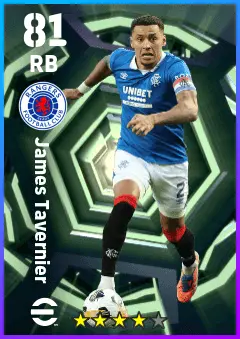 James Tavernier eFootball 2026 player card — 81 OVR RB