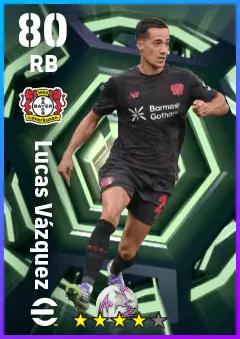 Lucas Vazquez eFootball 2026 player card — 80 OVR RB