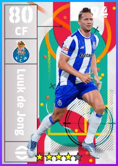 Luuk de Jong eFootball 2026 player card — 80 OVR CF