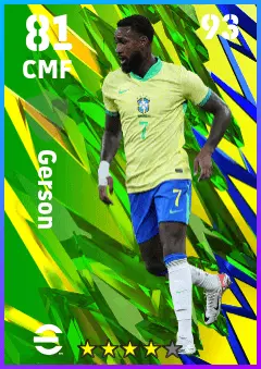 Gerson eFootball 2026 player card — 81 OVR CMF