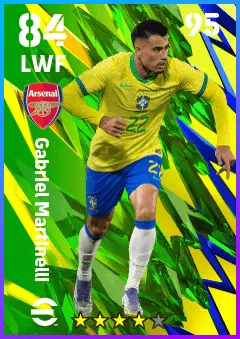 Gabriel Martinelli eFootball 2026 player card — 84 OVR LWF