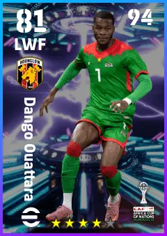 Dango Ouattara eFootball 2026 player card — 81 OVR LWF