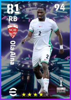 Ola Aina eFootball 2026 player card — 81 OVR RB