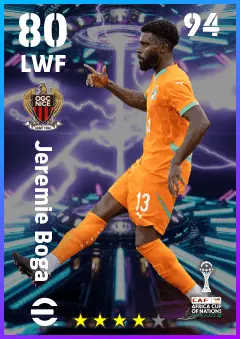 Jeremie Boga eFootball 2026 player card — 80 OVR LWF