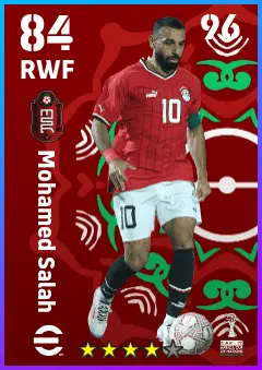 Mohamed Salah eFootball 2026 player card — 84 OVR RWF