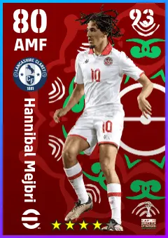 Hannibal Mejbri eFootball 2026 player card — 80 OVR AMF
