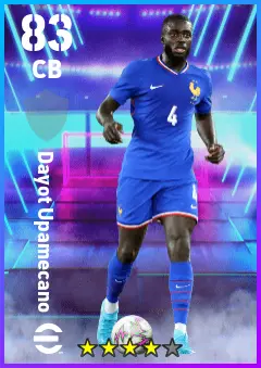Dayot Upamecano eFootball 2026 player card — 83 OVR CB
