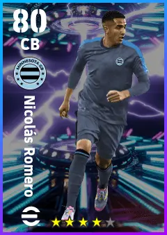 Nicolas Romero eFootball 2026 player card — 80 OVR CB