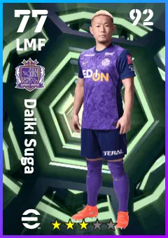 Daiki Suga eFootball 2026 player card — 77 OVR LMF