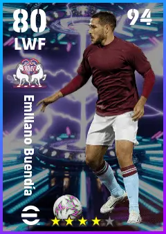 Emiliano Buendia eFootball 2026 player card — 80 OVR LWF