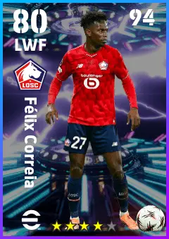 Felix Correia eFootball 2026 player card — 80 OVR LWF