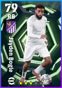 Jayden Bogle eFootball 2026 player card — 79 OVR RB