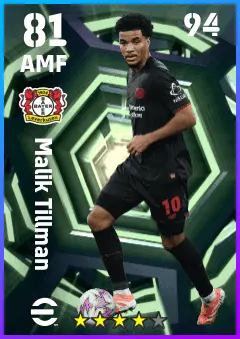Malik Tillman eFootball 2026 player card — 81 OVR AMF