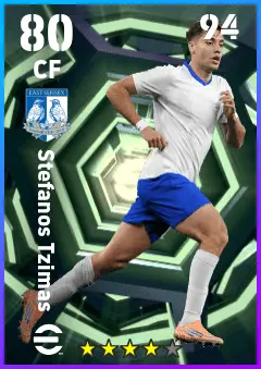 Stefanos Tzimas eFootball 2026 player card — 80 OVR CF