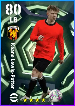 Keane Lewis-Potter eFootball 2026 player card — 80 OVR LB