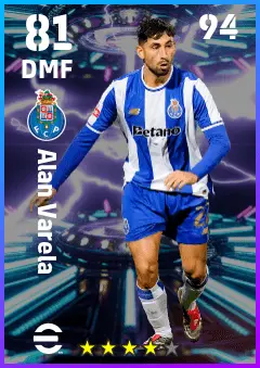 Alan Varela eFootball 2026 player card — 81 OVR DMF
