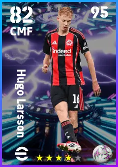 Hugo Larsson eFootball 2026 player card — 82 OVR CMF