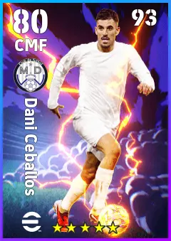 Dani Ceballos eFootball 2026 player card — 80 OVR CMF