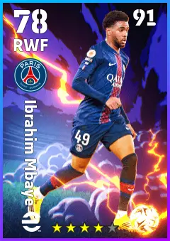 Ibrahim Mbaye eFootball 2026 player card — 78 OVR RWF