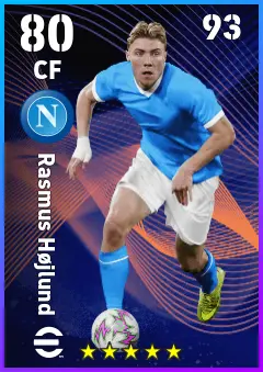 Rasmus Hojlund eFootball 2026 player card — 80 OVR CF