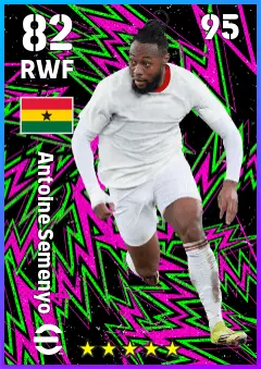 Antoine Semenyo eFootball 2026 player card — 82 OVR RWF