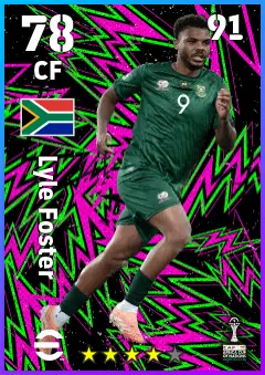 Lyle Foster eFootball 2026 player card — 78 OVR CF