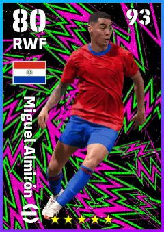 Miguel Almiron eFootball 2026 player card — 80 OVR RWF