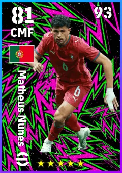 Matheus Nunes eFootball 2026 player card — 81 OVR CMF