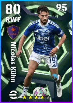 Nicolas Kuhn eFootball 2026 player card — 80 OVR RWF