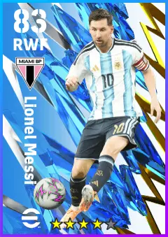 Lionel Messi eFootball 2026 player card — 83 OVR RWF