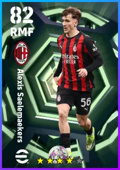Alexis Saelemaekers eFootball 2026 player card — 82 OVR RMF