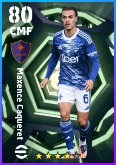 Maxence Caqueret eFootball 2026 player card — 80 OVR CMF
