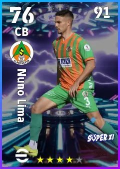 Nuno Lima eFootball 2026 player card — 76 OVR CB