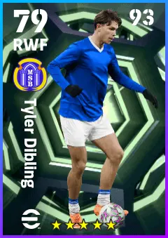 Tyler Dibling eFootball 2026 player card — 79 OVR RWF