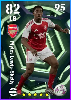 Myles Lewis-Skelly eFootball 2026 player card — 82 OVR LB