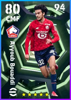 Ayyoub Bouaddi eFootball 2026 player card — 80 OVR CMF