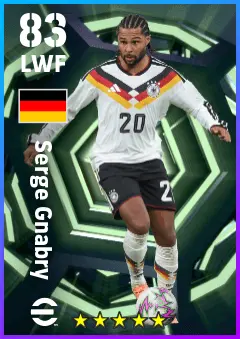 Serge Gnabry eFootball 2026 player card — 83 OVR LWF