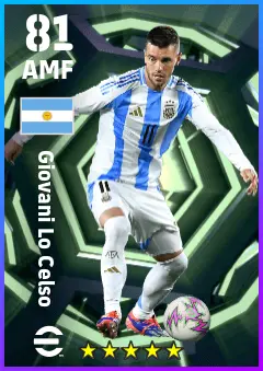 Giovani Lo Celso eFootball 2026 player card — 81 OVR AMF