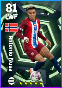Antonio Nusa eFootball 2026 player card — 81 OVR LWF