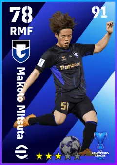 Makoto Mitsuta eFootball 2026 player card — 78 OVR RMF