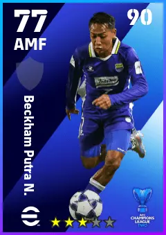 Beckham Putra N. eFootball 2026 player card — 77 OVR AMF