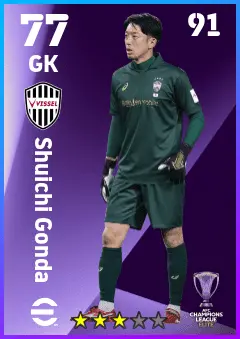 Shuichi Gonda eFootball 2026 player card — 77 OVR GK